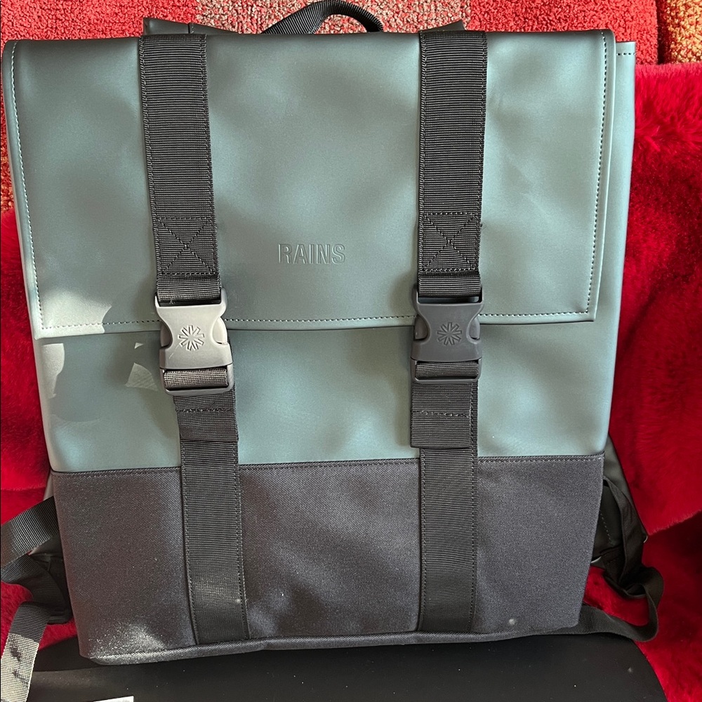 Rains Green and Black Backpack
